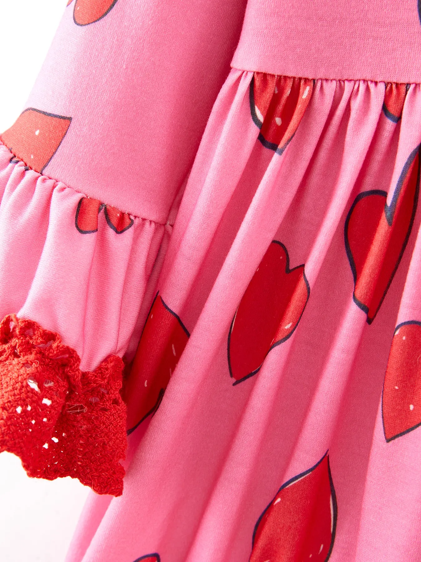 Valentine's Day Heart Print Ruffle Dress