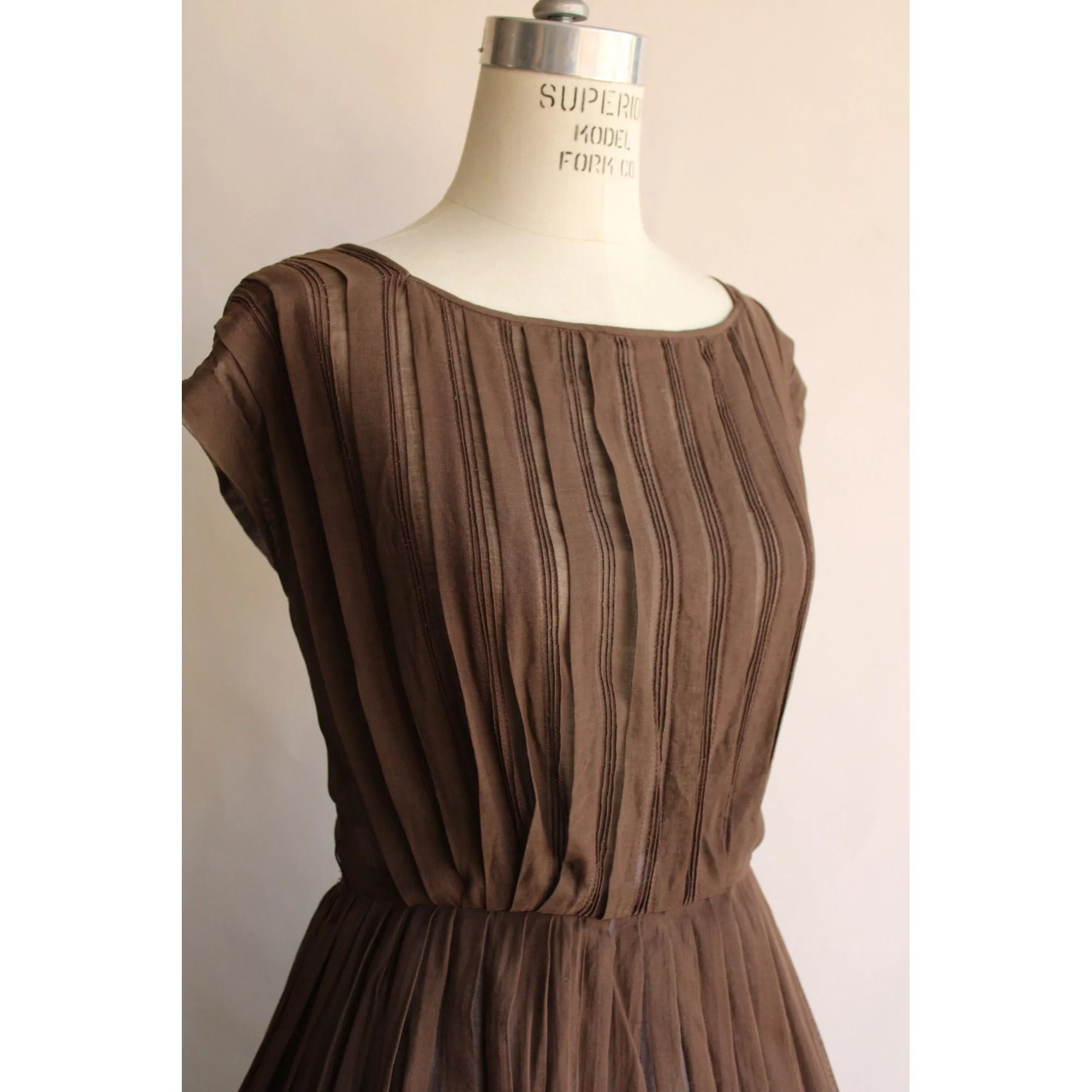 Vintage 1950s R&K Originals Fit and Flare Brown Cotton Sundress