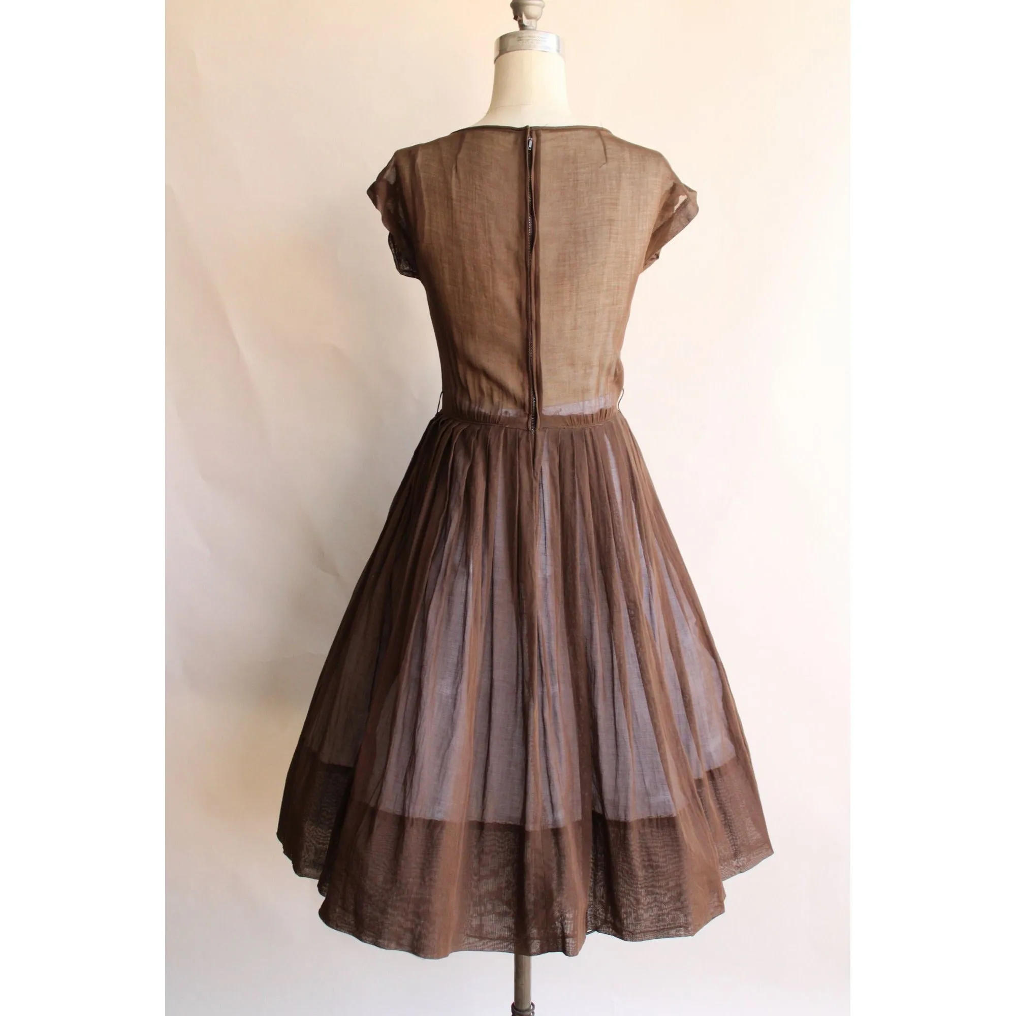Vintage 1950s R&K Originals Fit and Flare Brown Cotton Sundress