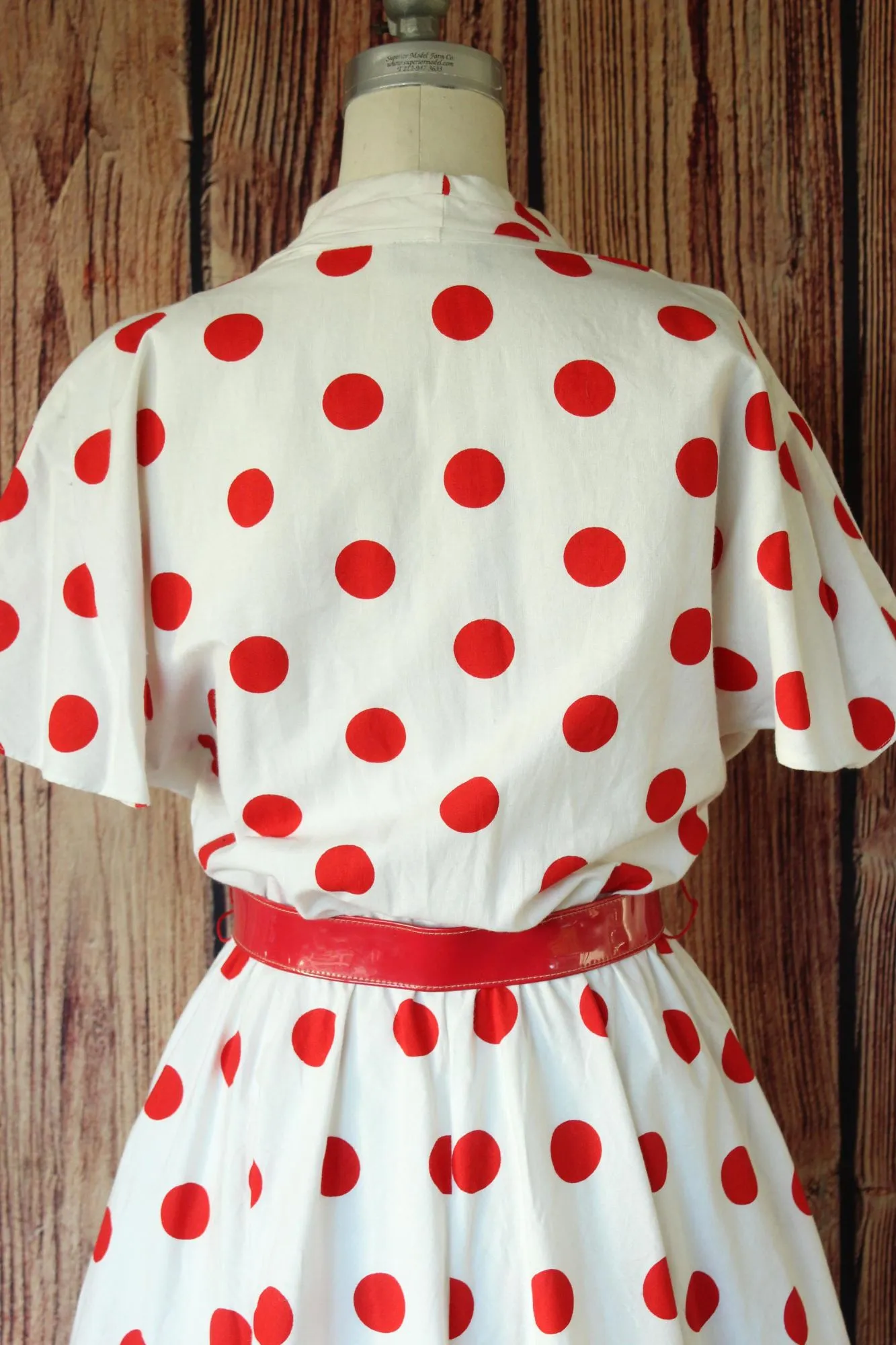 Vintage 1980s PK's Closet Red and White Polka Dots Dress