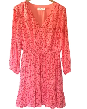 Warm Spring Petals Print Tie-Waist  Silk Dress