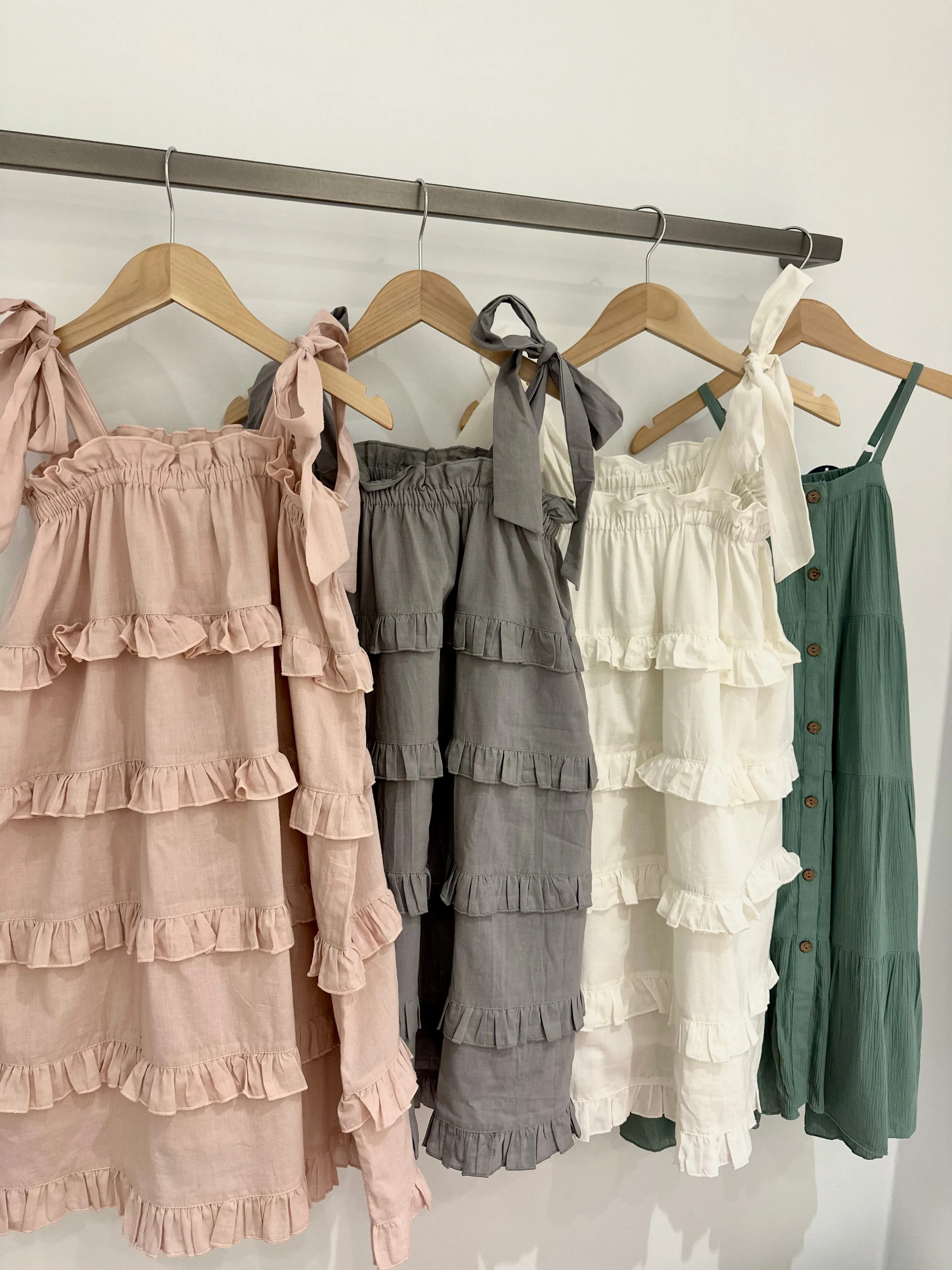 White Ruffle Shoulder Tie Dress