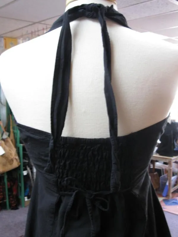 Women's Cantina Collection Dress: Halter Style with Ruffle Hem Black