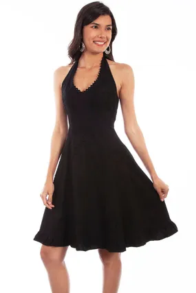Women's Cantina Collection Dress: Halter Style with Ruffle Hem Black