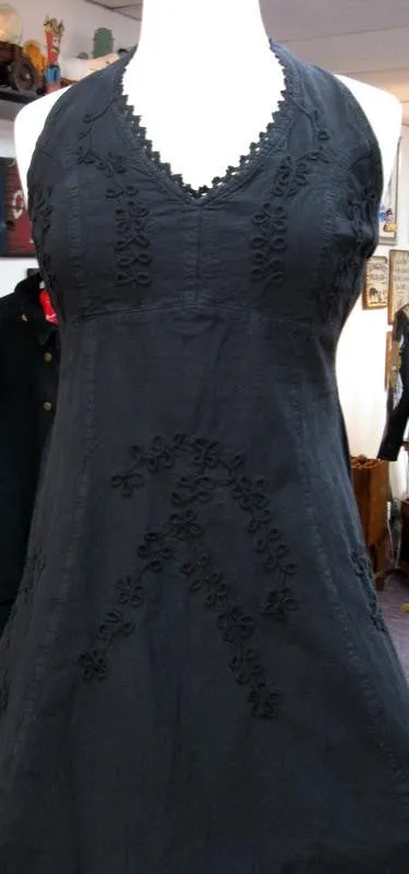 Women's Cantina Collection Dress: Halter Style with Ruffle Hem Black