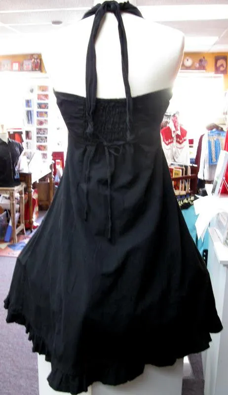 Women's Cantina Collection Dress: Halter Style with Ruffle Hem Black
