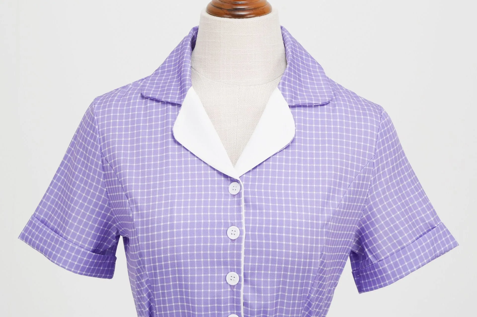 Women's Vintage 1950s Plaid Belt Slim-Fit Swing Retro Dress Mid-Length Dress