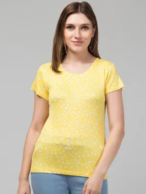 Yellow Printed Relaxed Fit T-shirt