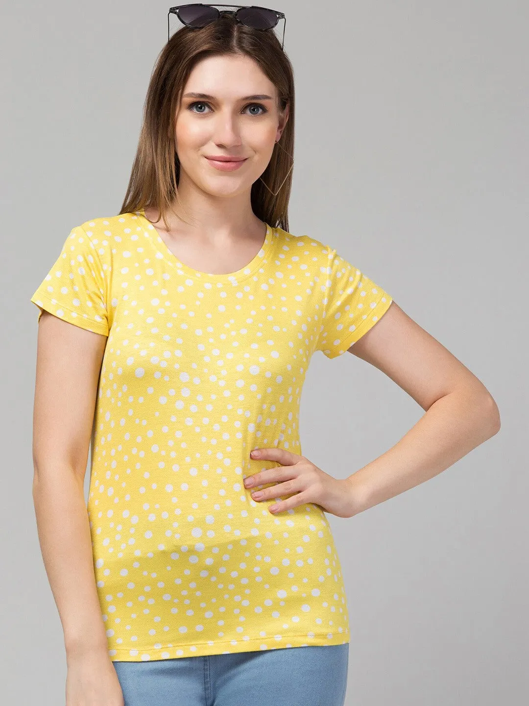 Yellow Printed Relaxed Fit T-shirt