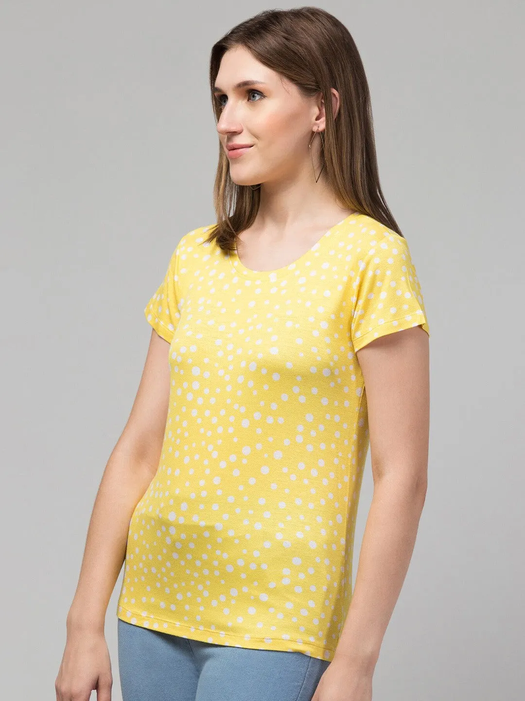 Yellow Printed Relaxed Fit T-shirt