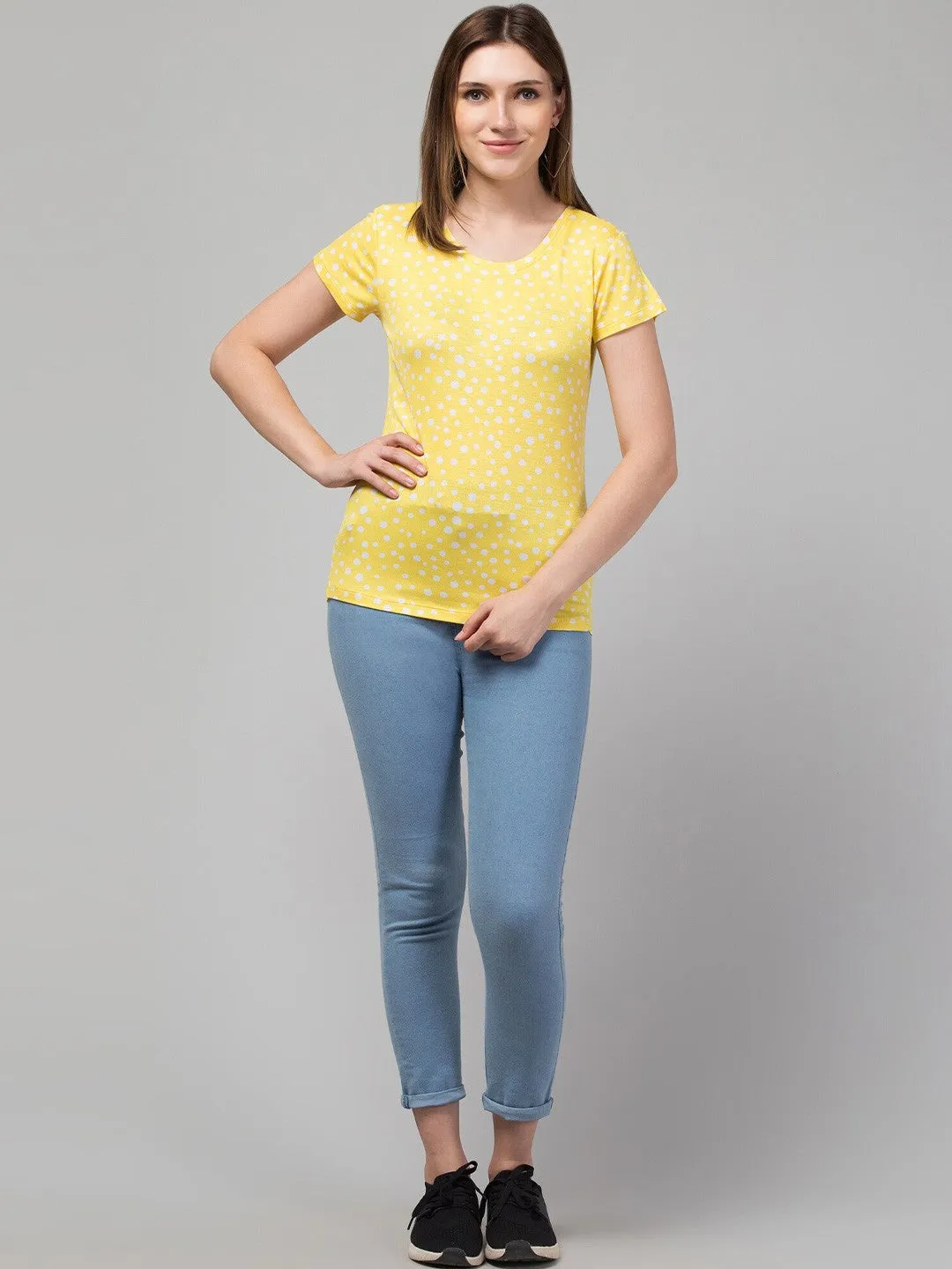 Yellow Printed Relaxed Fit T-shirt