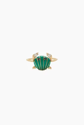 Yvonne Léon Mini Crab Malachite Ring - Yellow Gold