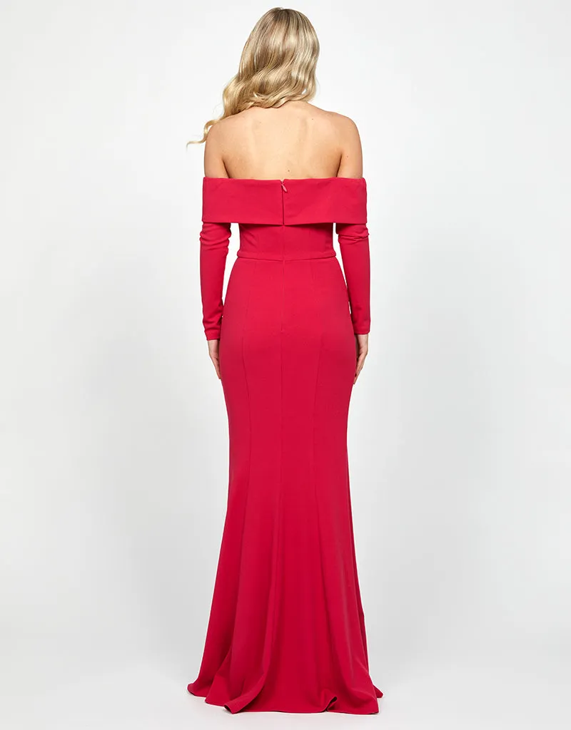 ZOLA OFF SHOULDER GOWN WITH DETACHABLE BELT B73D33L