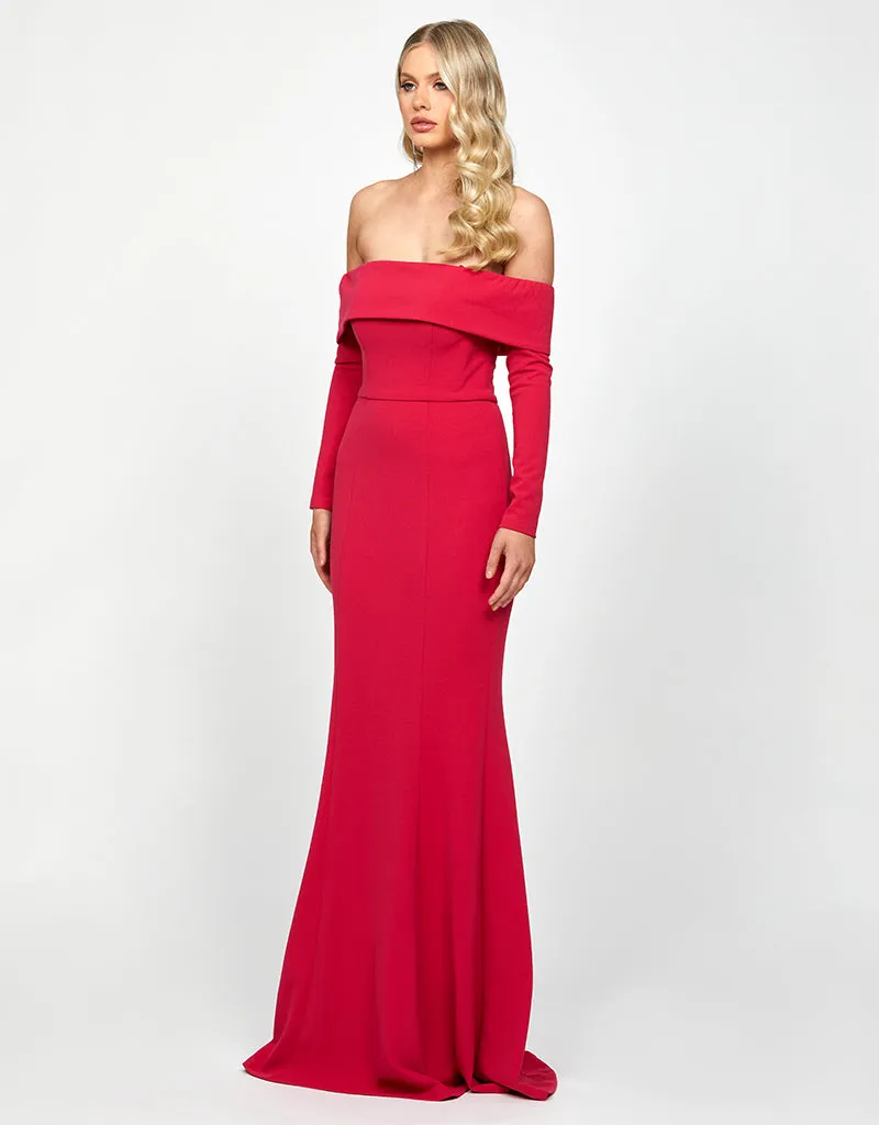 ZOLA OFF SHOULDER GOWN WITH DETACHABLE BELT B73D33L