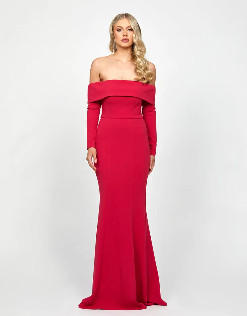 ZOLA OFF SHOULDER GOWN WITH DETACHABLE BELT B73D33L