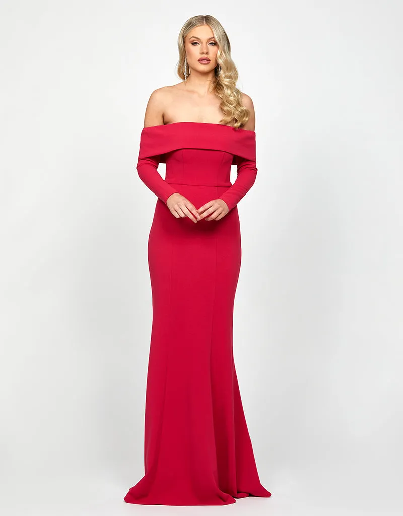 ZOLA OFF SHOULDER GOWN WITH DETACHABLE BELT B73D33L