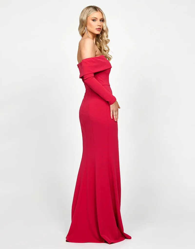 ZOLA OFF SHOULDER GOWN WITH DETACHABLE BELT B73D33L